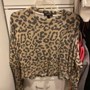 Forever21 Cheetah Cropped Sweater